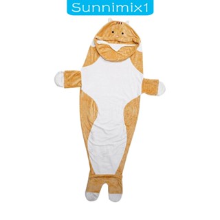 [Sunnimix1] ชุดนอนผ้าห่ม ผ้าสักหลาด มีฮู้ด ลายการ์ตูนแมวน่ารัก ของขวัญ สําหรับวันหยุด