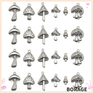 Borag จี้รูปเห็ดอัลลอย 6 แบบ สีเงิน สําหรับทําเครื่องประดับ สร้อยข้อมือ DIY 60 ชิ้น