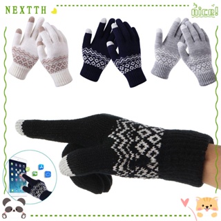 Nextth ถุงมือผ้าขนสัตว์ แบบยืดหยุ่น แบบนิ่ม ให้ความอบอุ่น แฟชั่นฤดูหนาว