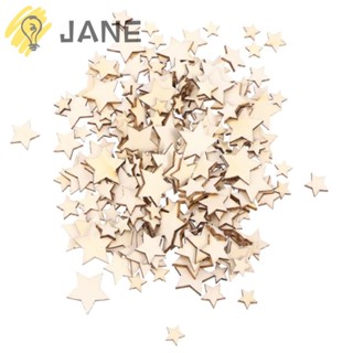 Jane แผ่นไม้วีเนียร์ รูปดาว 6 8 10 12 15 มม. สําหรับทําธงไม้ งานฝีมือ DIY 500 ชิ้น