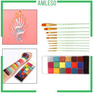 [Amleso] พาเลทเพ้นท์ใบหน้า 20 สี พร้อมแปรงแต่งหน้า 10 ชิ้น สําหรับเด็ก