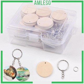 [Amleso] แผ่นไม้ ทรงกลม ไม่สําเร็จรูป สําหรับตกแต่งงานแต่งงาน งานฝีมือ 50 ชิ้น