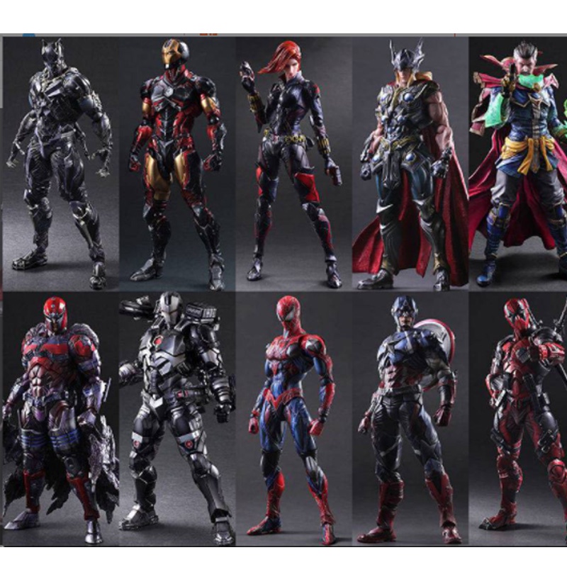 Play Arts Marvel Captain America Black Spiderman Joker Quinn Deadpool Iron Man Wolverine Model Action Figure Joint Movab