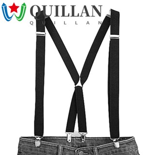 Quillan สายเอี๊ยม คลิปเสื้อเชิ้ต กว้าง ปรับได้ สายแขวน สีพื้น สําหรับผู้ชาย ผู้หญิง ประสิทธิภาพสูง แขวนกางเกง คลิป