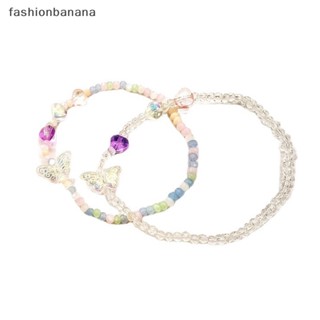 [fashionbanana] สร้อยข้อมือ เชือกยางยืด ประดับลูกปัดคริสตัล รูปผีเสื้อ หลากสี เครื่องประดับแฟชั่น สําหรับงานปาร์ตี้