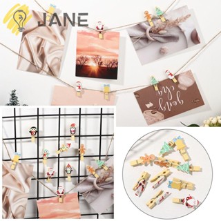 Jane คลิปไม้หนีบบัตร พร้อมเชือกป่าน แบบสร้างสรรค์ 10 ชิ้น ต่อชุด