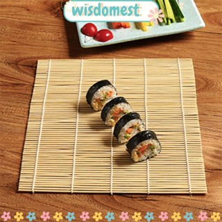 Wisdomest เสื่อม้วนซูชิ พร้อมทัพพีตักข้าว ไม้ไผ่ ทรงสี่เหลี่ยม 9.5 นิ้ว x 9.5 นิ้ว สําหรับผู้เริ่มต้น 8 ชิ้น