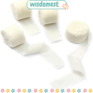 Wisdomest ริบบิ้นผ้าชีฟอง ลายดอกไม้ สีขาวงาช้าง แฮนด์เมด สําหรับห่อของขวัญ 4 ม้วน