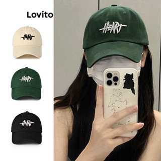 Lovito หมวกเบสบอล ปักลายตัวอักษร ลําลอง สําหรับผู้หญิง L63AD262 (ปิด สีขาว/เขียว/ดํา)