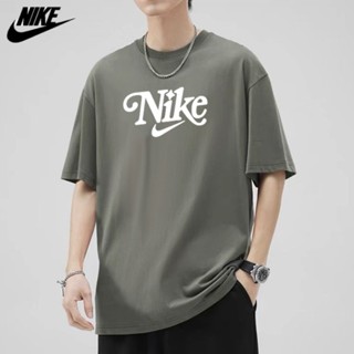 [Knitted Short Sleeves] Nike เสื้อยืดแขนสั้นลําลอง ผ้าฝ้ายถัก 100% ระบายอากาศ ใส่สบาย สําหรับผู้ชาย