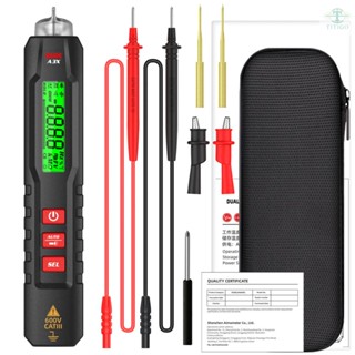 Pen Type Digital Multimeter Portable Tester Voltmeter 1.9 Inch Bicolor Screen TRMS Voltage Capacitance Resistance Frequency Diode Continuity Temperature NCV Measurement Multifunction Multimeter