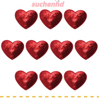 Suchenhd หัวใจ สีแดง แวววาว เย็บติดเสื้อผ้า กางเกงยีนส์