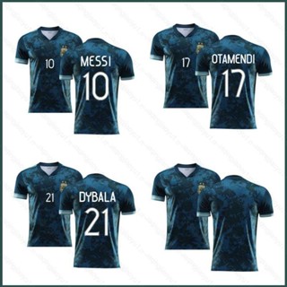 เสื้อกีฬาแขนสั้น ทรงหลวม ลายทีมชาติฟุตบอล Argentina Messi Dybala Otamendi 2021