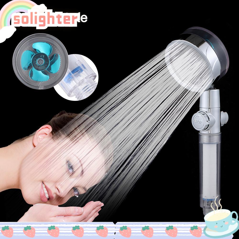 SOLIGHTER Turbo Charged Rainfall Shower Head Pressurized Massage 360 Rotated Handheld Turbocharged Pressure Spinning Propeller Shower Bathroom Turbo Fan with Filter and Pause Switch Water Saving Spray Water Flow Regulation