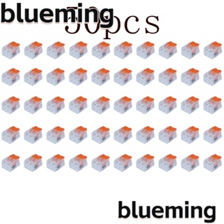 Blueming2 ขั้วต่อเชื่อมสายไฟ PC ทองแดง ใส 2 พอร์ต สีส้ม แบบพกพา 50 ชิ้น