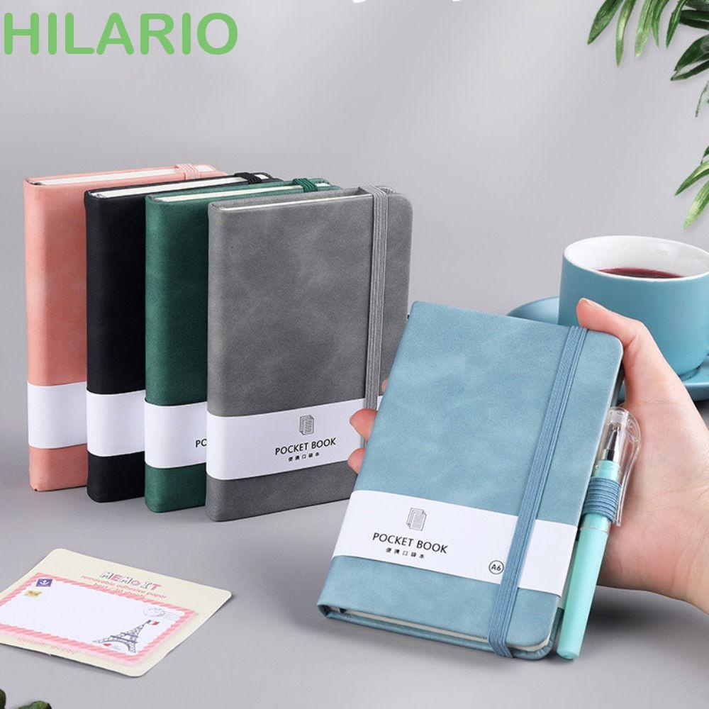 Hilario สมุดโน้ตไดอารี่ ขนาด A6 A7 แบบพกพา พร้อมสายยางยืด ป้องกันการรั่วไหล 5 สี สําหรับนักเรียน
