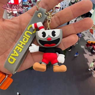 Bo พวงกุญแจ จี้การ์ตูนเกม Cuphead Mugman PVC แฟชั่นตลก สําหรับห้อยตกแต่งรถยนต์