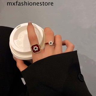 Mxfashione แหวนมุก ทรงเรขาคณิต สไตล์เรโทร ของขวัญ สําหรับผู้หญิง