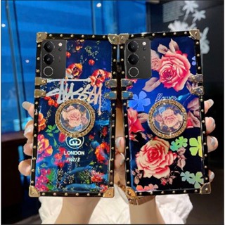 เคสโทรศัพท์กันกระแทก Vivo V29 Pro V29E V29lite Laser Street Wear Rose Flower Ring Bracket เคสป้องกันกันกระแทก