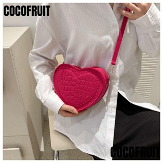 Cocofruit กระเป๋าถือ กระเป๋าสะพายไหล่ ผ้าสักหลาด ลายหัวใจ สีสันสดใส สไตล์เรโทร สําหรับผู้หญิง