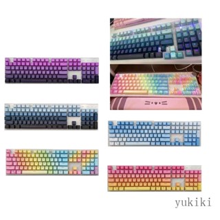 Kiki PBT ปุ่มกดคีย์บอร์ด OEM ไล่โทนสีรุ้ง พร้อมไฟแบ็คไลท์ สําหรับคีย์บอร์ด Mechanical