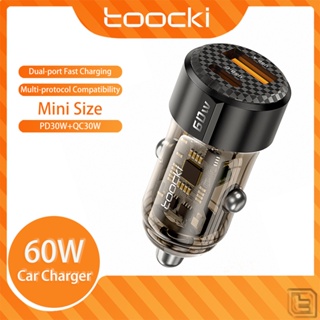 Toocki อะแดปเตอร์ที่ชาร์จในรถยนต์ 60W PD30W QC30W พอร์ตคู่ ชาร์จเร็ว สําหรับ Samsung Xiaomi