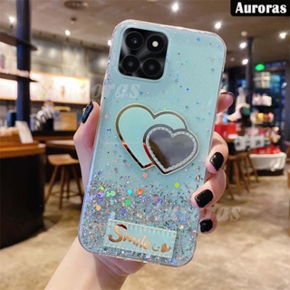 เคสโทรศัพท์มือถือนิ่ม แบบใส ปิดด้านหลัง ลายกลิตเตอร์ รูปหัวใจ สําหรับ Honor X6A X6 X8A X8 X6S X6 X8 X8A X6A