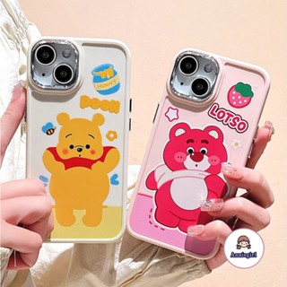 เคสโทรศัพท์มือถือ ซิลิโคนนิ่ม กันกระแทก ลายหมีสตรอเบอร์รี่น่ารัก สําหรับ IPhone 11 14 Pro Max 12 Pro 13 13Promax XR XS 8 7 Plus