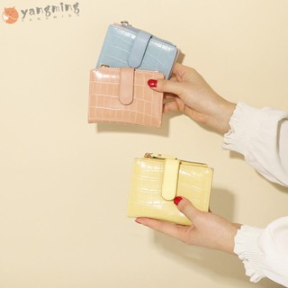 Yangming กระเป๋าสตางค์ หนัง PU ขนาดเล็ก ลายหิน สีพื้น แฟชั่น