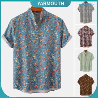 Yyr- เสื้อเชิ้ตฮาวาย ลายดอกไม้ สไตล์ชายหาด ลําลอง สําหรับผู้ชาย
