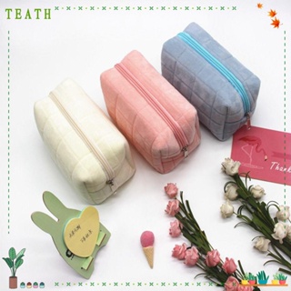 Teath กระเป๋าเครื่องสําอาง ผ้ากํามะหยี่ขนนิ่ม อเนกประสงค์ สีพื้น คุณภาพสูง