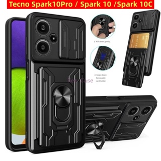 เคสโทรศัพท์มือถือแบบแข็ง กันกระแทก พร้อมแหวนขาตั้ง สําหรับ Tecno Spark 10 Pro Spark10 Spark10Pro Spark10C 2023