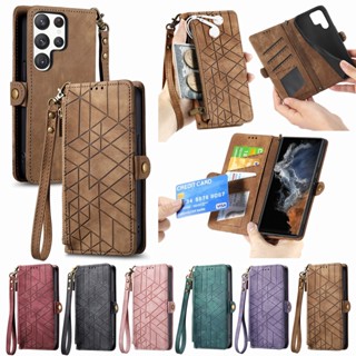 เคสโทรศัพท์มือถือหนัง PU ลายเรขาคณิต พร้อมช่องใส่บัตร และสายคล้องมือ สําหรับ Motorola Moto Edge 40 Pro Edge 30 Pro Neo Fusion Ultra G200 5G