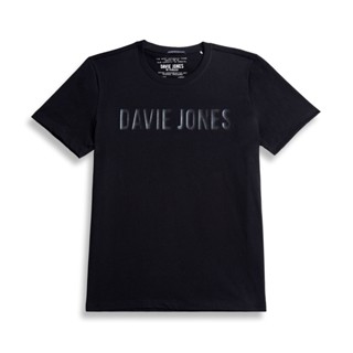 [GWP not for sale] DAVIE JONES เสื้อยืดพิมพ์ลายโลโก้ สีดำ Logo Print T-Shirt in white LG0031BKสามารถปรับแต่งได้