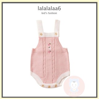 Laa6 ชุดรอมเปอร์แขนกุด ผ้าถัก ปักลายผลไม้ สําหรับเด็กผู้หญิง