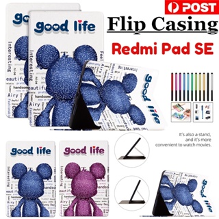 Folio เคสหนัง ฝาพับ ลายการ์ตูน กันกระแทก พร้อมช่องใส่บัตร สําหรับ Xiaomi Redmi Pad SE 2023 11.0 นิ้ว