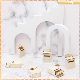 [Lslhj] โมเดลกล่องจดหมายไม้ ขนาดเล็ก 12 ชิ้น สําหรับตกแต่งบ้านตุ๊กตา DIY