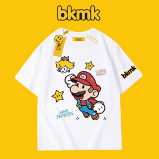 Bkmk ใหม่ Mario Rescue Princess เสื้อยืดลําลอง แขนสั้น ผ้าฝ้าย ลายการ์ตูน แนวสตรีท สําหรับผู้ชาย และผู้หญิง