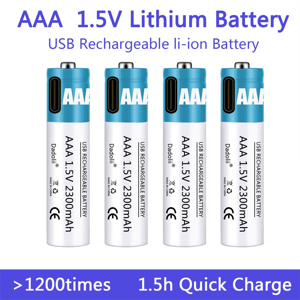AAA 1.5V Rechargeable Battery 2300mAh USB Rechargeable AAA Battery Lithium Polymer Battery Quick Cha