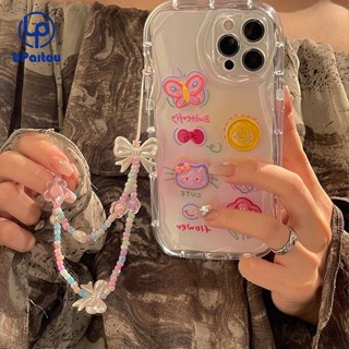 เคสโทรศัพท์มือถือ ลายผีเสื้อ แมว พร้อมโซ่คล้อง สําหรับ Samsung A14 A04E A34 A04 A13 A54 A04s A24 A23 A03 A52 A52s A03s A02s A12 A22 A51 A32 A50 A30s A50s