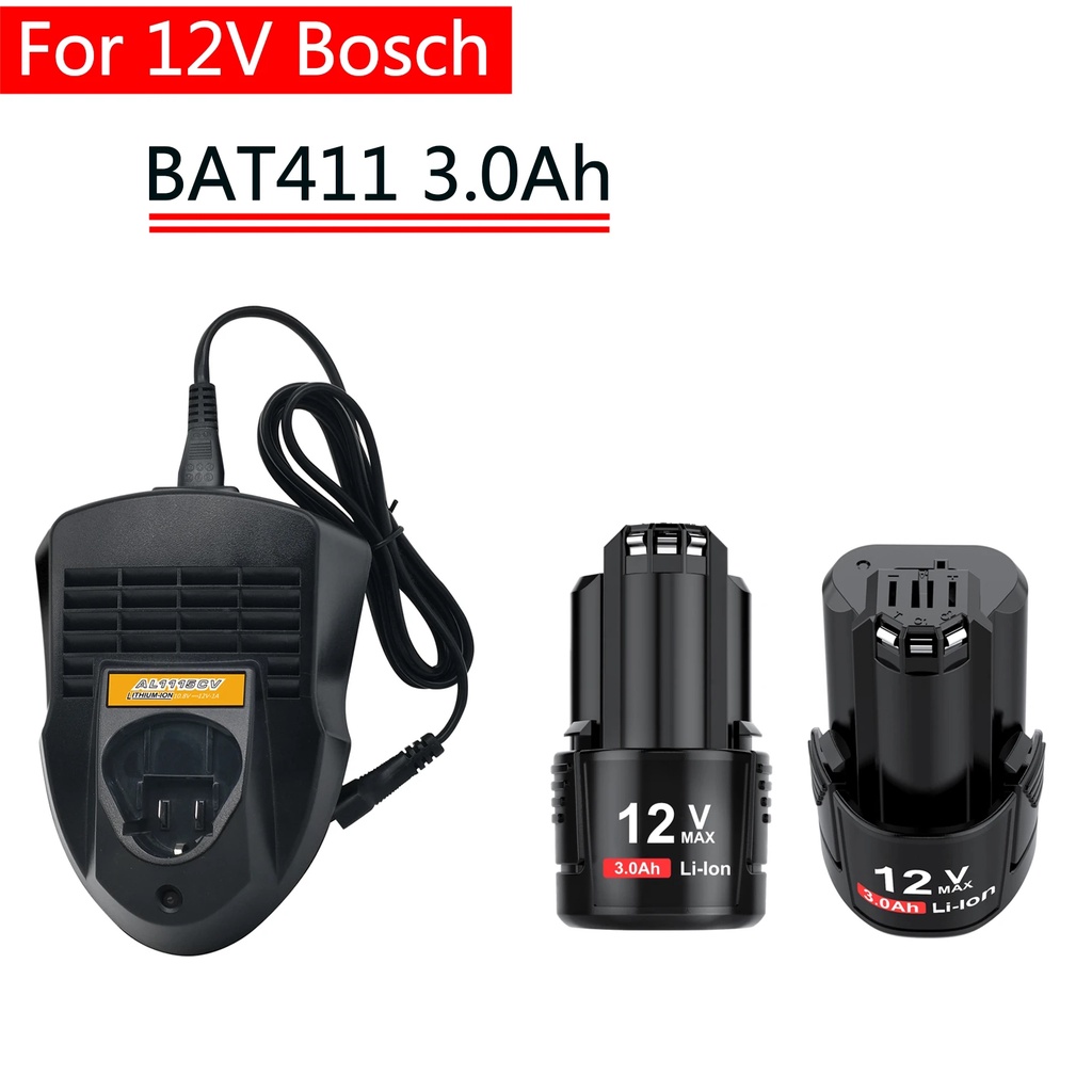 Bosch-Batería de repuesto de 12V, 3000mAh, BAT411, para Bosch BAT412A, BAT413A, D-70745GOP, 26073360