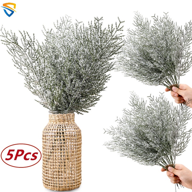 1/5 ชิ้น คริสต์มาส สร้างสรรค์ เกล็ดหิมะปลอม พืช ตกแต่ง ประดิษฐ์ กิ่งไม้ จําลอง บ้าน ภูมิทัศน์ ขนาดเล็ก DIY พวงมาลัย แจกัน บ้าน โต๊ะ ตกแต่ง