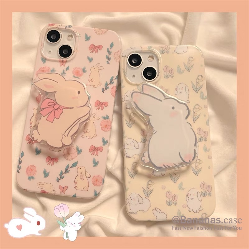 ซื้อ Iphone 16 15 14 13 12 11 Pro Max X Xr Xs Max 7 8 Plus SE2020 เคสโทรศัพท์การ์ตูน Bowknot Rabbit + Stand Soft Black Cover