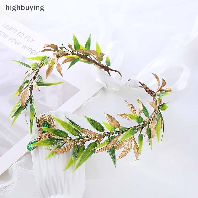 [highbuying] ใหม่ มงกุฎดอกไม้ เจ้าหญิงเอลฟ์ ใบไม้ แฮนด์เมด พลอยเทียม แฟรี่ ฮาโลวีน สําหรับผู้หญิง งานแต่งงาน พร้อมส่ง