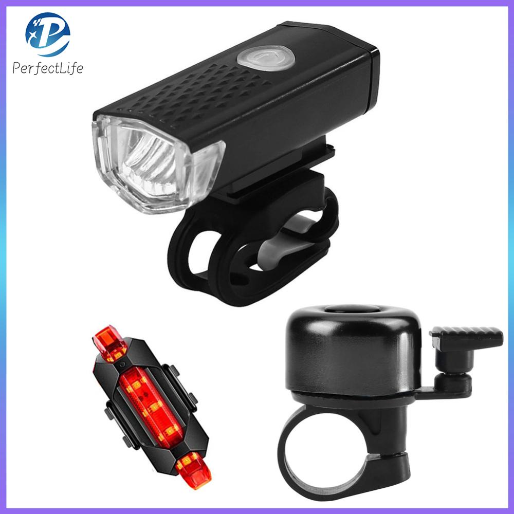 [จัดส่งในพื้นที่] ชุดกระดิ่งไฟหน้าจักรยานเสือภูเขา แบบชาร์จ USB