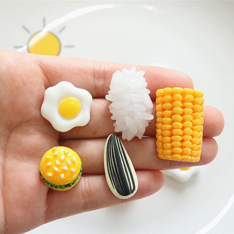 10 ชิ้น/เซ็ตจําลองอาหาร Scrapbooking DIY เครื่องประดับหัตถกรรมเรซิ่น Flatbacks Cabochons ตุ๊กตารองเท้าอุปกรณ์ตกแต่ง
