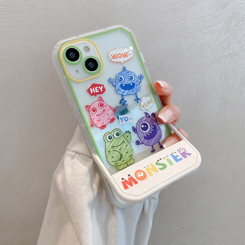 เคสโทรศัพท์มือถือ แบบพับได้ ลายการ์ตูนมอนสเตอร์ตัวน้อย มีขาตั้ง สําหรับ Samsung S22 Ultra S21 S20 Plus A33 A73 A54 A53 A42 A34 A22 A23 A21s A14 A13 A12 A52 A52s A51 A31 A71 Note 20 10 Plus