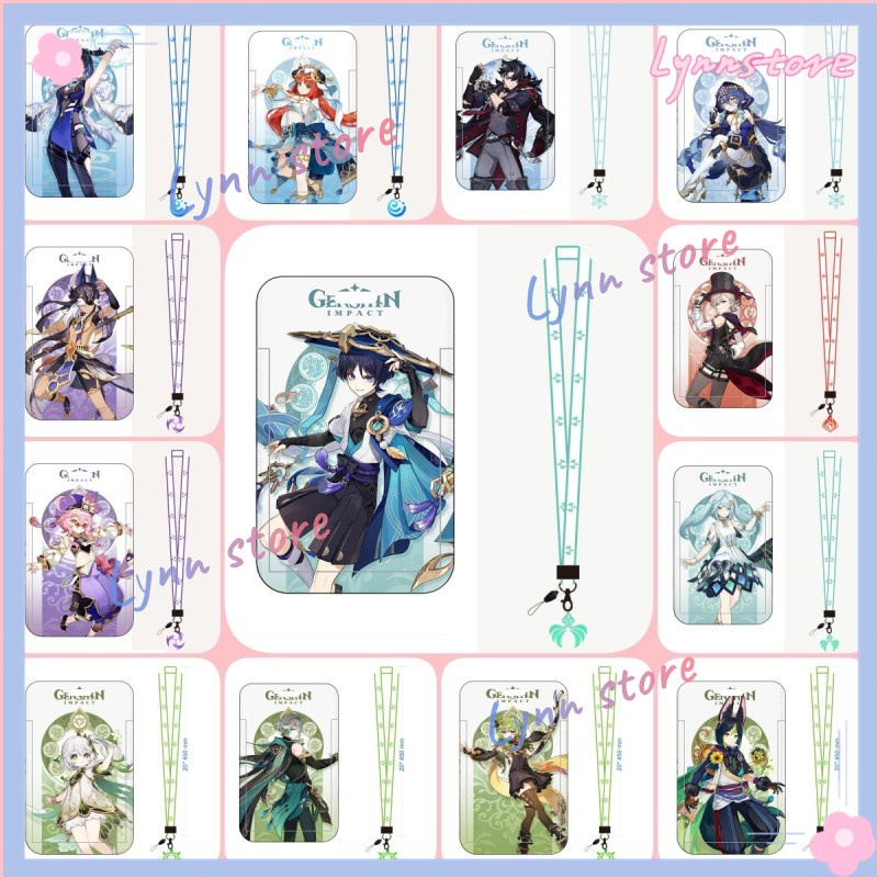 เคสใส่บัตรประจําตัว สายคล้องกุญแจ ลายการ์ตูนอนิเมะ GENSHIN IMPACT Wriothesley Lyney Scaramouche Al Haitham Nilou Layla Yelan Nahida Tighnari