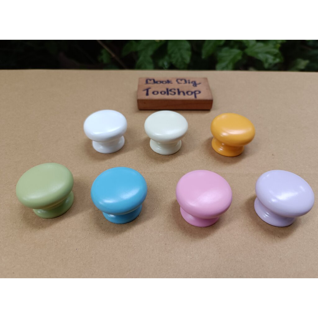มือจับไม้ ไม้กลึงกลม สีหวานๆ งานเฟอร์นิเจอร์ ที่จับลิ้นชัก DIY ตกแต่งบ้าน ตกแต่งห้องนอนลูก