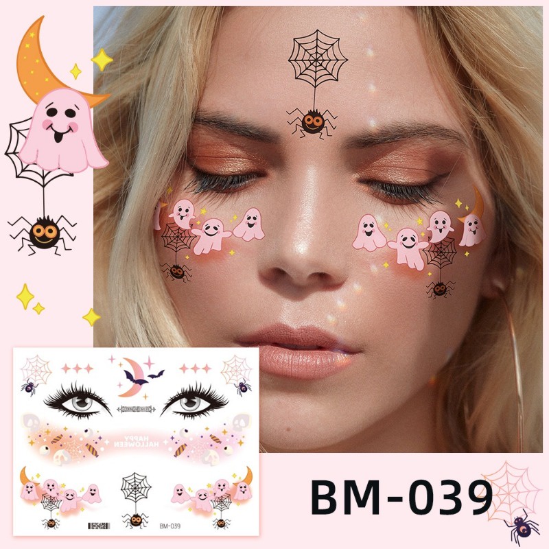 [พร้อมส่ง] สติกเกอร์รอยสักชั่วคราว ลายฮาโลวีน กันน้ํา สําหรับติดตกแต่งใบหน้า คิ้ว ดวงตา ร่างกาย ปาร์ตี้ แต่งหน้า